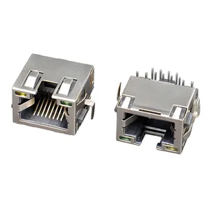 1 port cat5 cat6 sinking plate type rj45 connector 8P8C ethernet rj45 female connector led rj11 rj12 pcb jack rj45 modular jack