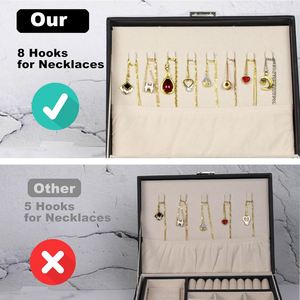 Caja de Joyería Grande de 2 Niveles con Cerradura para Guardar Collares, Pulseras, Anillos y Pendientes - Product Image 2