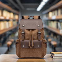Sac à dos de randonnée vintage décontracté en toile et cuir grande capacité ZUOLUNDUO, multifonctionnel, pour l'école, les voyages, portable et tendance