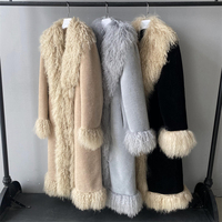 Abrigo de Invierno de Alta Calidad para Mujer de Piel de Oveja con Piel de Mongolia Personalizado Popular Abrigo Teddy de Lana de Cordero Real para Mujer