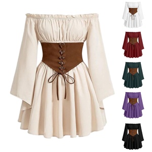 Blusa Renacentista para Mujer, Estilo <span class=keywords><strong>Campesina</strong></span>, Hombros Descubiertos, Mangas con Volantes, Estilo Bohemio, Steampunk, Pirata, Medieval, Disfraz de Cosplay, Top Corset Vintage - Product Image 1