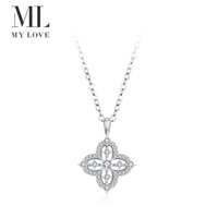 Collier pendentif trèfle à quatre feuilles ajouré Mylove en argent sterling S925, zircon personnalisé, nouveau, étincelant, plaqué rhodium, micro-pavé CZ