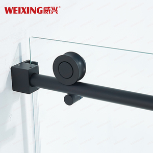 Porta della <span class=keywords><strong>doccia</strong></span> in acciaio inossidabile senza cornice in vetro temperato nero opaco con singolo scorrevole in appartamento personalizzato di alta qualità - Product Image 3