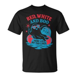 T-shirt coordinata Summerween Red White And Boo per il 4 luglio - Product Image 1