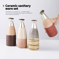 Bouteille pompe en céramique légère de style luxueux pour savon pour les mains, lessive, gel douche ; Distributeur rechargeable grande capacité