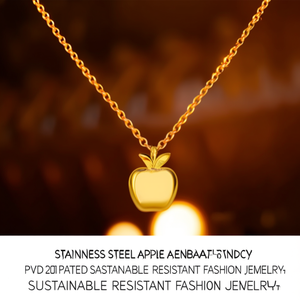 สร้อยคอจี้รูปแอปเปิ้ลสแตนเลสสตีล ชุบทอง PVD ทนทาน แฟชั่นทันสมัย - Product Image 3