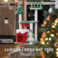 En gros Arbre à chat moderne de luxe en bois, tour, maison, griffoir et structure d'escalade, emballage carton écologique pour animaux de compagnie