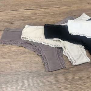 Culottes pour jeunes femmes à taille basse, respirantes, avec bordure en dentelle douce et finition lettrée, coupe mi-hanche - Product Image 2