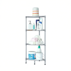 Estante de Almacenamiento de 4 Niveles Color Gris Plateado, Organizador Metálico en Forma de Abanico para Cocina y Baño, Diseño Minimalista Independiente - Product Image 1