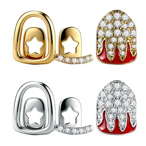 Bretelles Hip Hop plaquées or avec design flamme entièrement sertie de diamants, unisexe, pour usage quotidien - Product Image 5