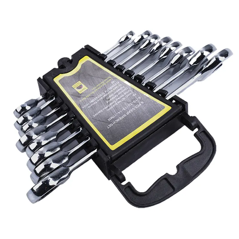 Wrench tool 7PCSCRV chrome vanadium steel 72 teeth polished chrome plated dual purpose wrench ratchet wrench set