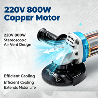 Meuleuse d'angle DongCheng 800W, disque 100mm, moteur sans balais, 13000 tr/min, électrique, pour bricolage, découpe, meulage, polissage industriel du métal