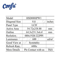 Écran LCD IPS HannStar 8,8 pouces 480*1280 pour simulateur de vol Raspbery Pi, tableau de bord haute luminosité de type barre étirée