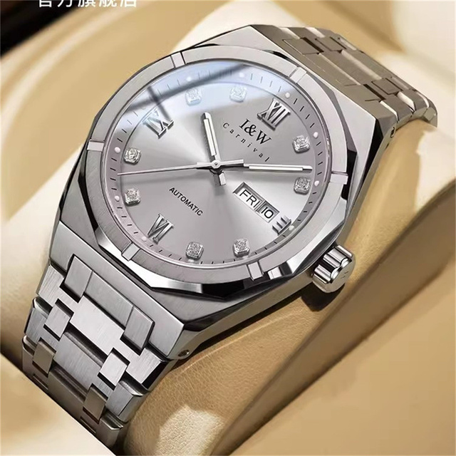 Carnival I&W 2024 New Automatic Men's Watches Top Brand Original Mechanical Wristwatch Waterproof Stainless Steel Luminous Clock