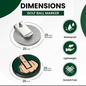 <b>Golf</b> Mark 25mm Round Coin Marker With Middle Finger Magnetic <b>Golf</b> Hat Clip Emerald Green Iron Material - Product Image 2