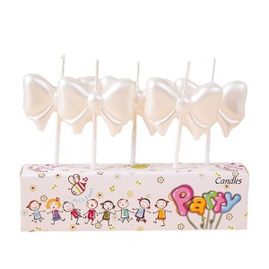 Bougies blanches en forme de nœud, rondes, en paraffine, décorations pour gâteaux d'anniversaire - Product Image 4