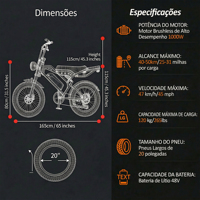 Vélo Électrique Urbain ZUMI Brésil 48V 1000W à Pneus Larges 20 Pouces avec Clignotants LED et Alarme Intégrée – Fournisseur en Gros, Usine OEM ODM