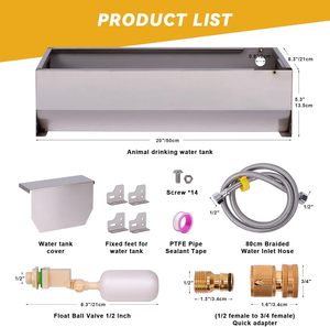 <span class=keywords><strong>Abbeveratoio</strong></span> Automatico in Acciaio Inox <span class=keywords><strong>per</strong></span> Polli, Anatre, Oche, Mucche, Pecore e Capre con Galleggiante - Product Image 2