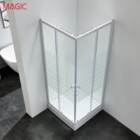 Cabine de douche intégrée de style européen avec cadre en aluminium, double porte coulissante, cloison en verre trempé MAGIC A15