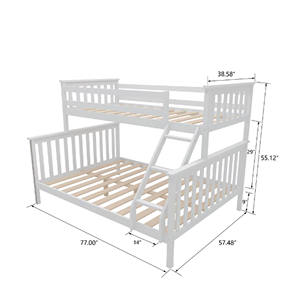 Lit superposé double sur grand lit avec escalier en bois massif, cadre d'escalier durable au design moderne pour chambre à coucher avec barrières de sécurité - Product Image 5