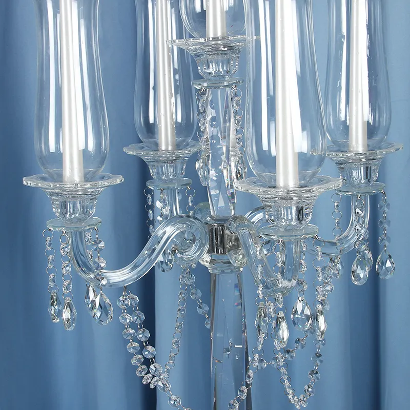 DEXI-candelabro de cristal de 5 brazos para boda, centro de mesa, lujoso