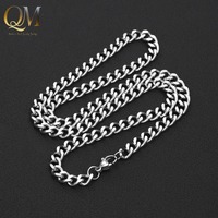 Cadena Cubana de Doble Cara Pulida de Acero Inoxidable, Joyería de Cuello Unisex de Estilo Casual Urbano