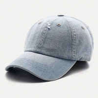Casquette de baseball unisexe en denim vieilli, personnalisable OEM, style vintage, en tissu denim usé, casquette de papa, avec lettres, luxe, en jean bleu délavé