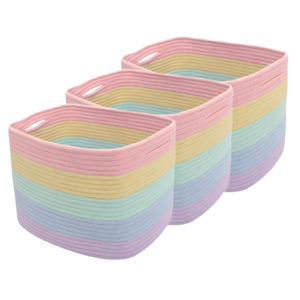 Panier à linge pliable portable avec poignée, en corde de coton colorée, imperméable, avec logo personnalisé, pour organiser les vêtements sales - Product Image 1
