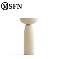 Table basse moderne en micro-ciment, plateau en forme de disque, base en piédestal, style Wabi Sabi, finition mate, mobilier de salon minimaliste