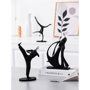 Petites figurines décoratives en forme d'homme noir, 4 pièces, accessoires de bureau minimalistes, tendance de la mode, décoration de bureau et de maison, cadeau - Product Image 4