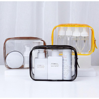 Pochette cosmétique transparente en PVC, sac de rangement, logo personnalisé, fermeture hermétique, pochette de toilette transparente