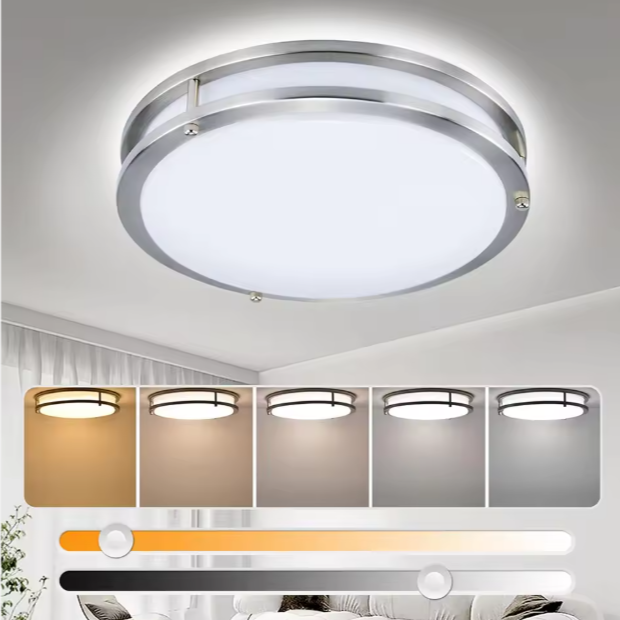 Modern LED Ceiling Light 18W Flush Mount Acrylic Cover Steel Base IP44 Waterproof for Hotel/Living Room Indoor Lighting