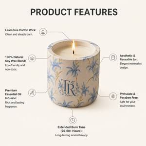 Durable Plaster <b>Cup</b> Scented Candle Refillable Vessel For Aesthetic Gifting Bulk Custom Logo With Cast Mineral Eco Packaging - Product Image 3