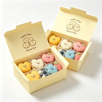 Boîte à biscuits personnalisée avec logo, design à rabat, jaune, en carton pliable, emballage pour biscuits et en-cas, emballage alimentaire recyclé, conteneur d'emballage de qualité alimentaire