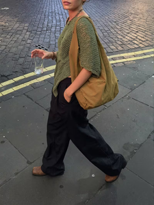 <span class=keywords><strong>Pull</strong></span> en maille vert mousse style grunge 2026 pour femme, <span class=keywords><strong>sexy</strong></span>, épaules dénudées, ample, ajouré, streetwear Y2K, coupe oversize - Product Image 4