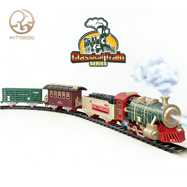 Remote Control ABS Plastic Rail Car with Light Music Spray Powered by Battery Classical Electric Steam Train Toy for Children