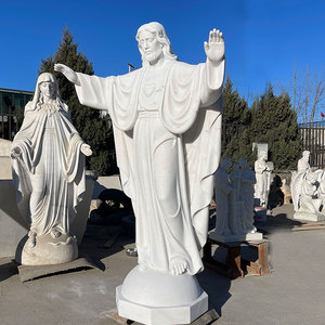 Statue de Jésus lavant les pieds en marbre blanc, sculptée à la main, scène biblique, sculpture religieuse catholique, décoration extérieure pour église et jardin - Product Image 3