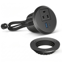 Enchufe de Corriente Empotrable Industrial de Carga Rápida para Mesa, 1 Salida, Puertos USB-A y Tipo-C, Certificación ETL para Escritorio con Regleta de Alimentación