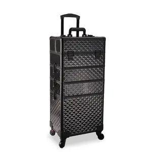 4-in-1 professioneller Salon Rolling Makeup Train-Tui Nagel-Coin Friseur Kosmetik-Tui Trolley Kosmetikkoffer