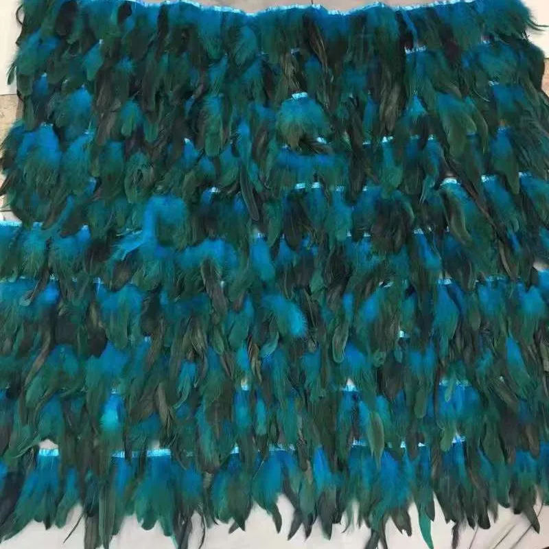 أحدث جودة من قماش الدانتيل والريش الأزرق الكامل للطاووس ، نسيج الدانتيل الفاخر مع الريش ، قماش الدانتيل