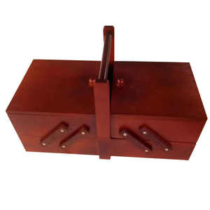Caja de Accesorios de escritorio para reloj, armario de exhibición de madera, con aguja y sello de hilo, para objetos pequeños, vino tinto, Vintage - Product Image 1