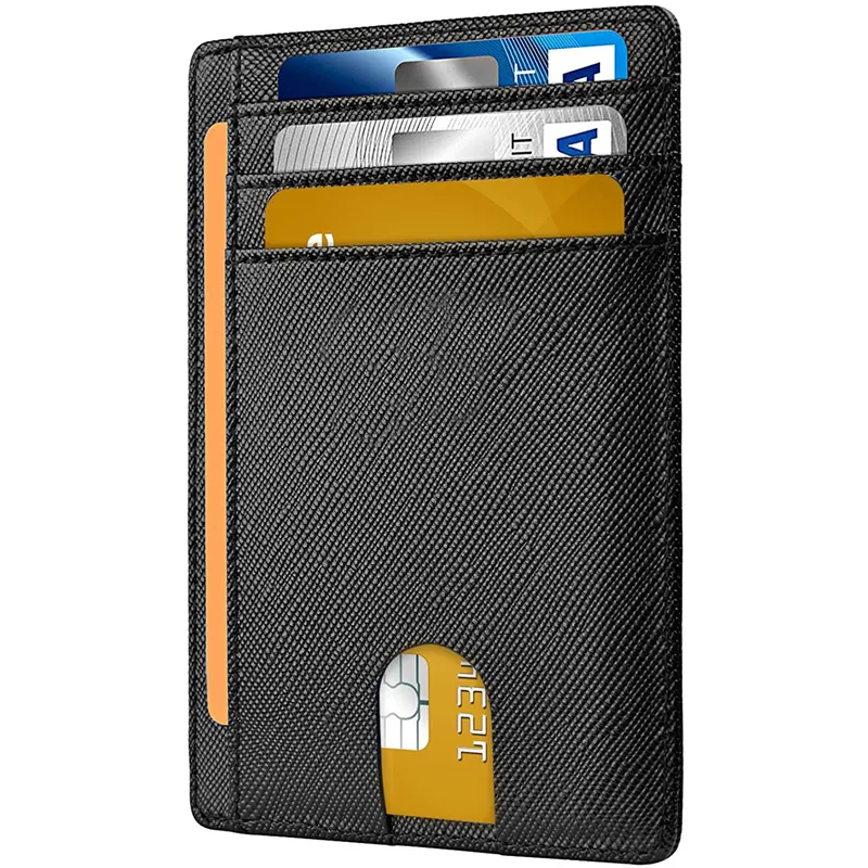 Custom Slim Minimalistische Voorvak Creditcard En Id Kaarthouder Mannen Slanke Medium Size Wallet Leather Rfid Blocking portemonnee