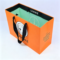 Sacs cadeaux en papier de haute qualité, personnalisés, pour boutiques de vêtements, design fantaisie, imprimé orange, pour magasins de détail