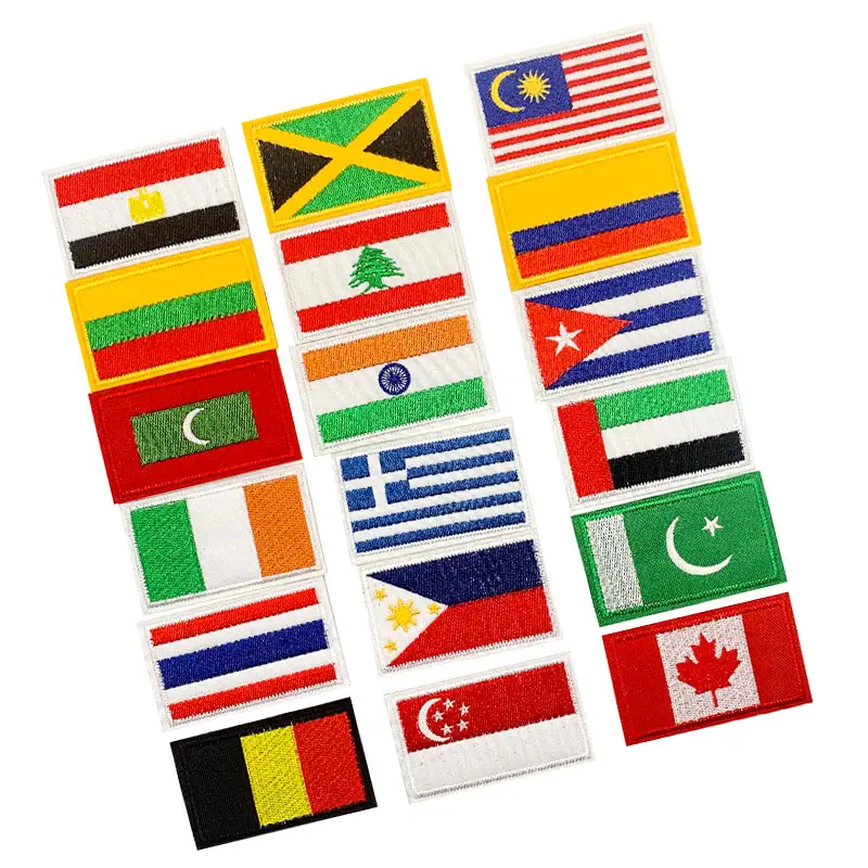 カスタムさまざまな国家世界旗小さな刺Embroideryバッジ刺繍鉄の国旗パッチ