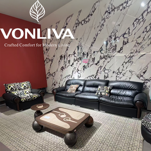 โซฟาโมดูลาร์หรูหราทันสมัย Vonliva หนังแท้ บุฟองน้ำ เบาะนั่งลึก โซฟาห้องนั่งเล่น สำหรับโรงแรม - Product Image 6