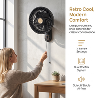 Ventilateur mural oscillant de 10 pouces avec bouton manuel, vitesse réglable, silencieux, pour bureau, espace de travail, magasin de détail