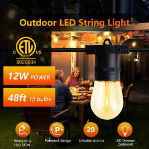 공장 가격 ETL 인증 120V 미국 플러그 <span class=keywords><strong>48FT</strong></span> 연결 S14 에디슨 전구 문자열 조명 야외 파티오 조명 문자열 - Product Image 3