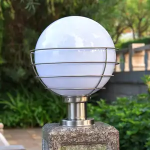 Outdoor Stainless Steel E27 Led Garden Bollard Light Lawn Lamp With Dia.200 300 Global Round Ball Ip65 Lamp Lighting