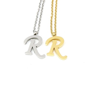 New <b>Initials</b> Gold Plated Stainless Steel Fashion Letter R Charm <b>Pendant</b> Jewelry - Product Image 5