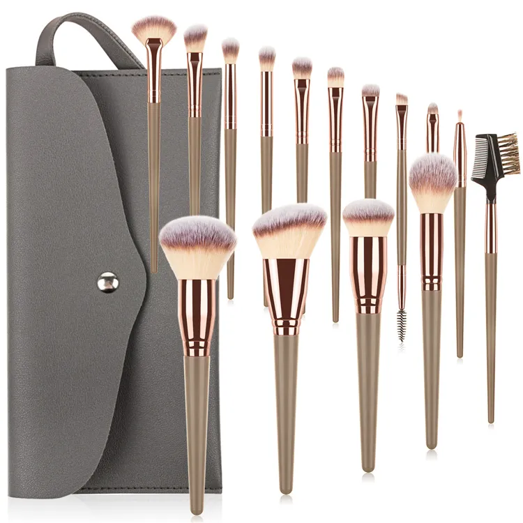 BIG  Professional Maquillaje Tools Synthetic Korean Brown Foundation Eye Makeup Brushes 7/10/15 Pcs Custom Logo Makeup Brush Set